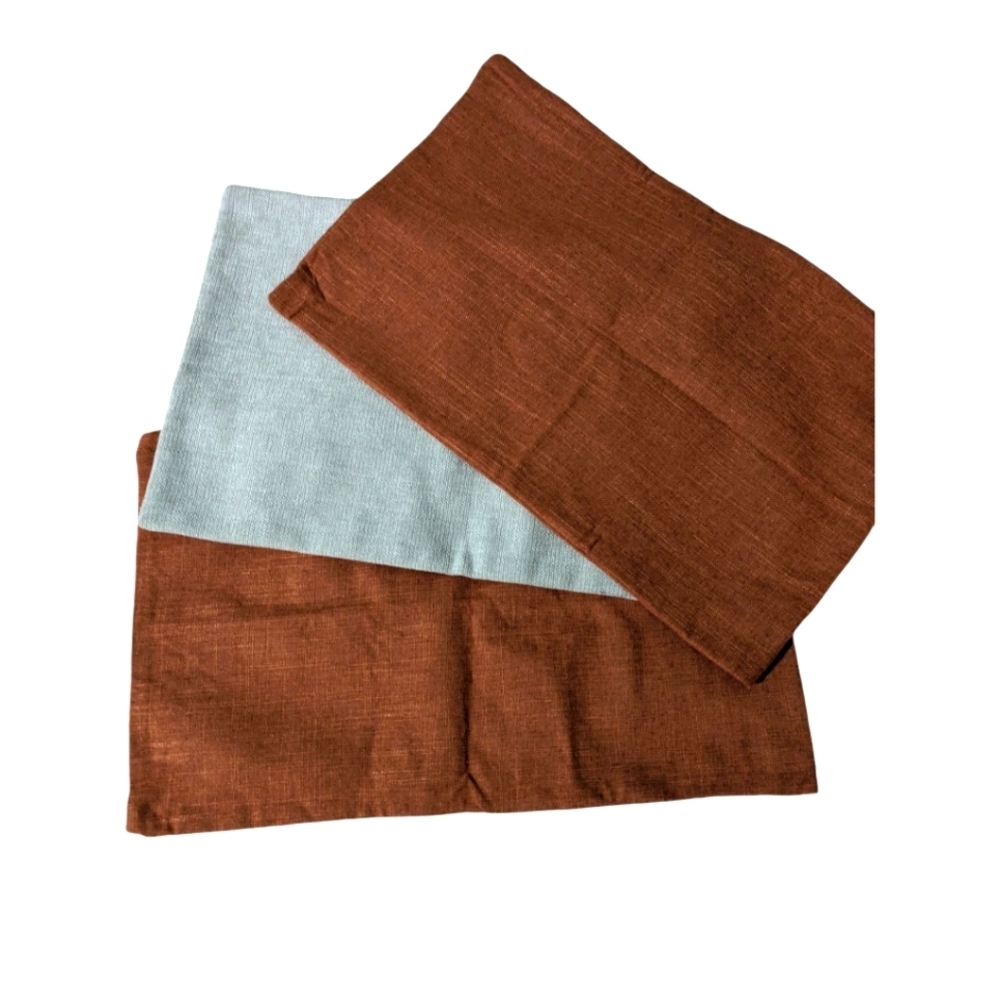 3 Pillow Shams/Cushion/Duvet Covers. Grey/dark Orange NWOT